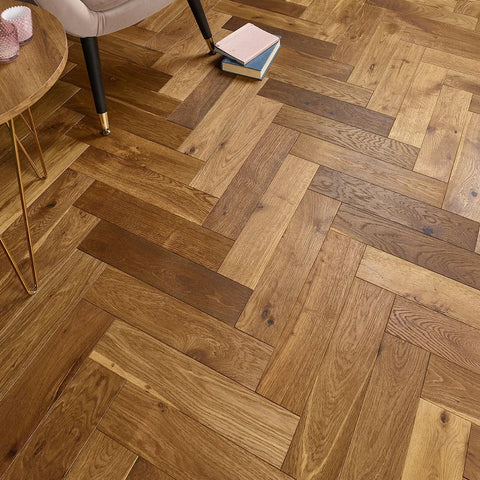 Lusso Novara Herringbone Smoked Brushed & Lacquered Engineered Oak