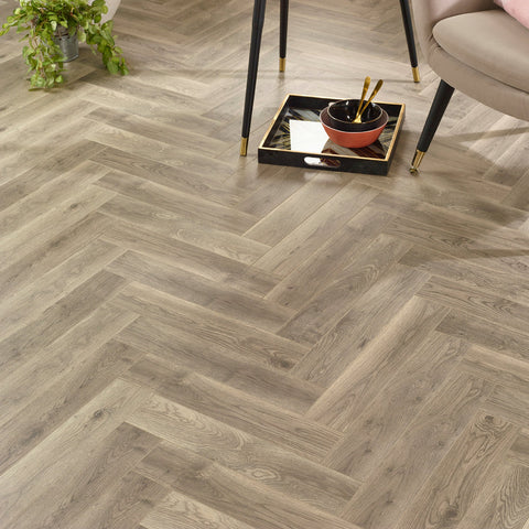 Job Lot - 30 Packs/48.222sqm of Lusso Siena Oslo Herringbone Laminate Flooring 12mm Job Lot - 30 Packs/48.222sqm of Lusso Siena Oslo Herringbone Laminate Flooring 12mm