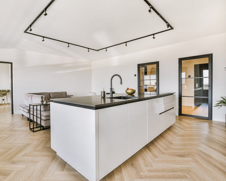 Shop affordable herringbone and parquet style kitchen flooring below