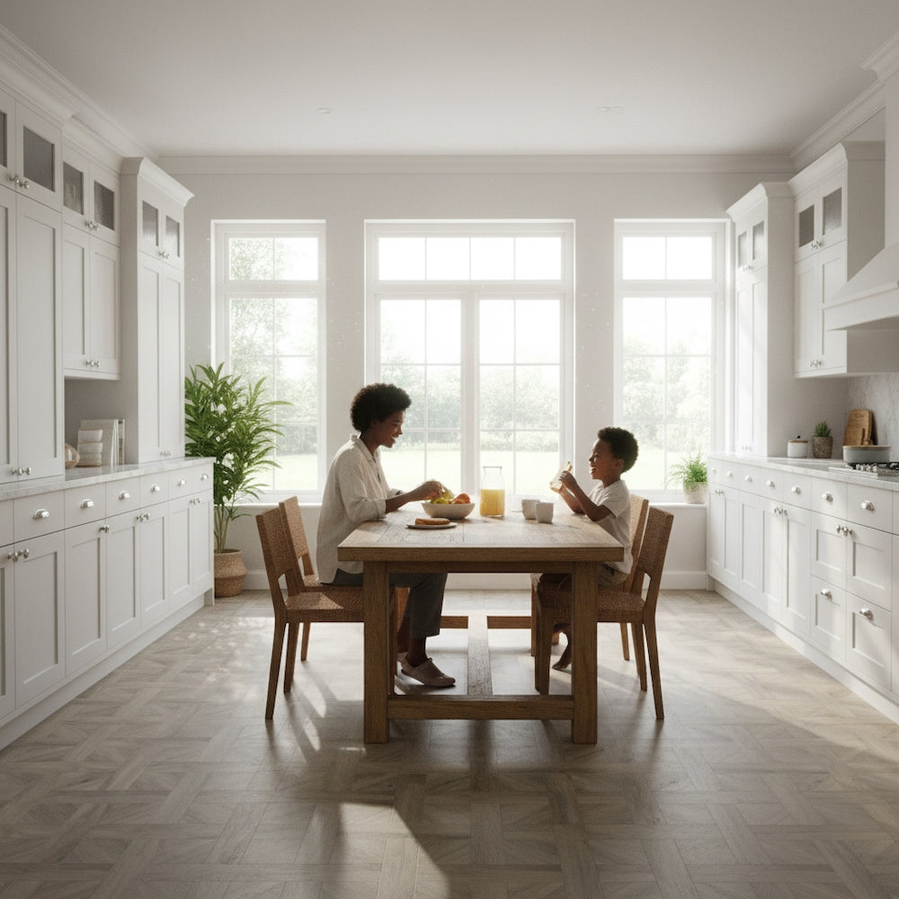 Basket Weave LVT Flooring Elements Inspirations Dove Oak