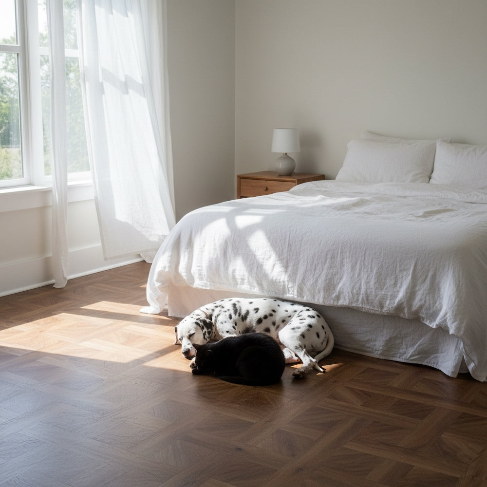 Basket Weave LVT Flooring Elements Inspirations Espresso