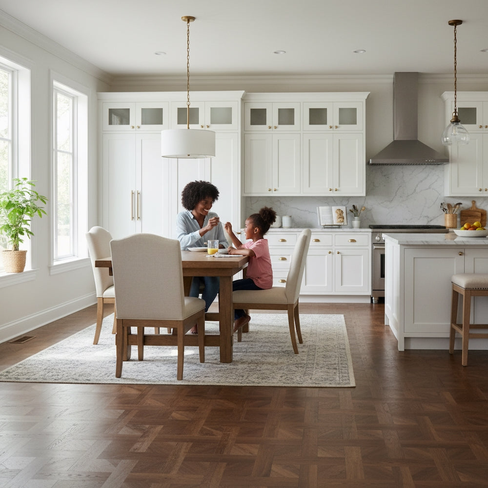 Basket Weave LVT Flooring Elements Inspirations Espresso