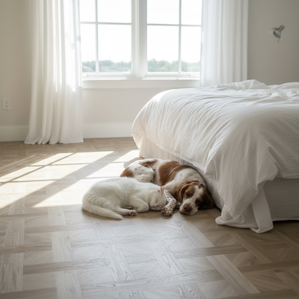 Basket Weave LVT Flooring Elements Inspirations Limed Oak