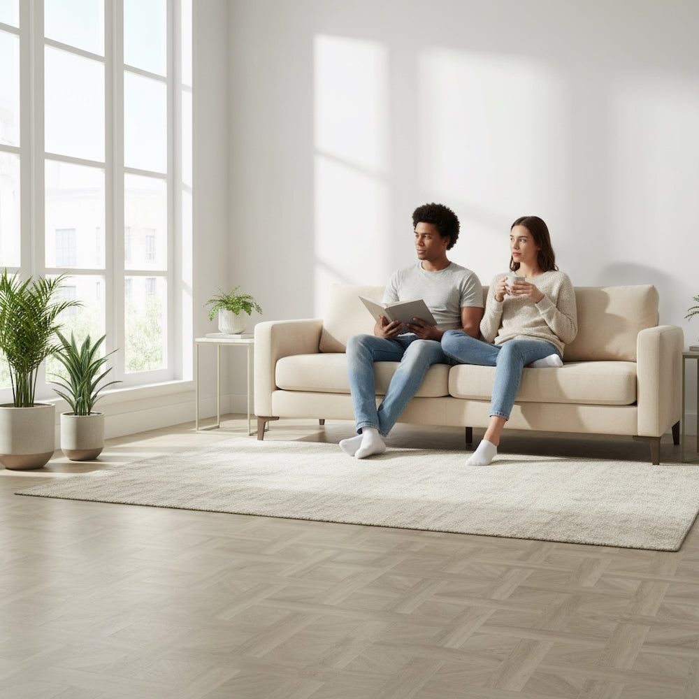 Basket Weave LVT Flooring Elements Inspirations Limed Oak