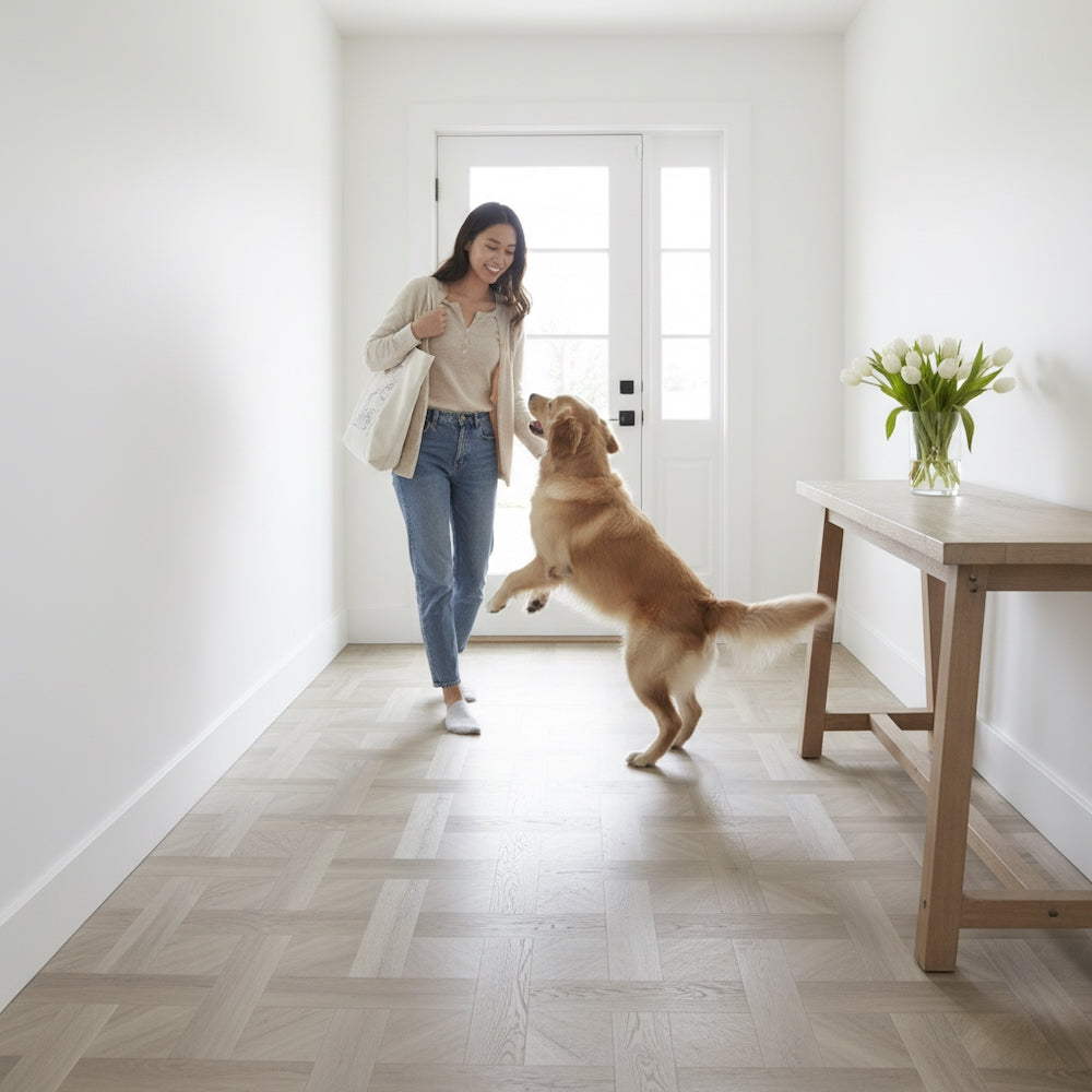 Basket Weave LVT Flooring Elements Inspirations Limed Oak
