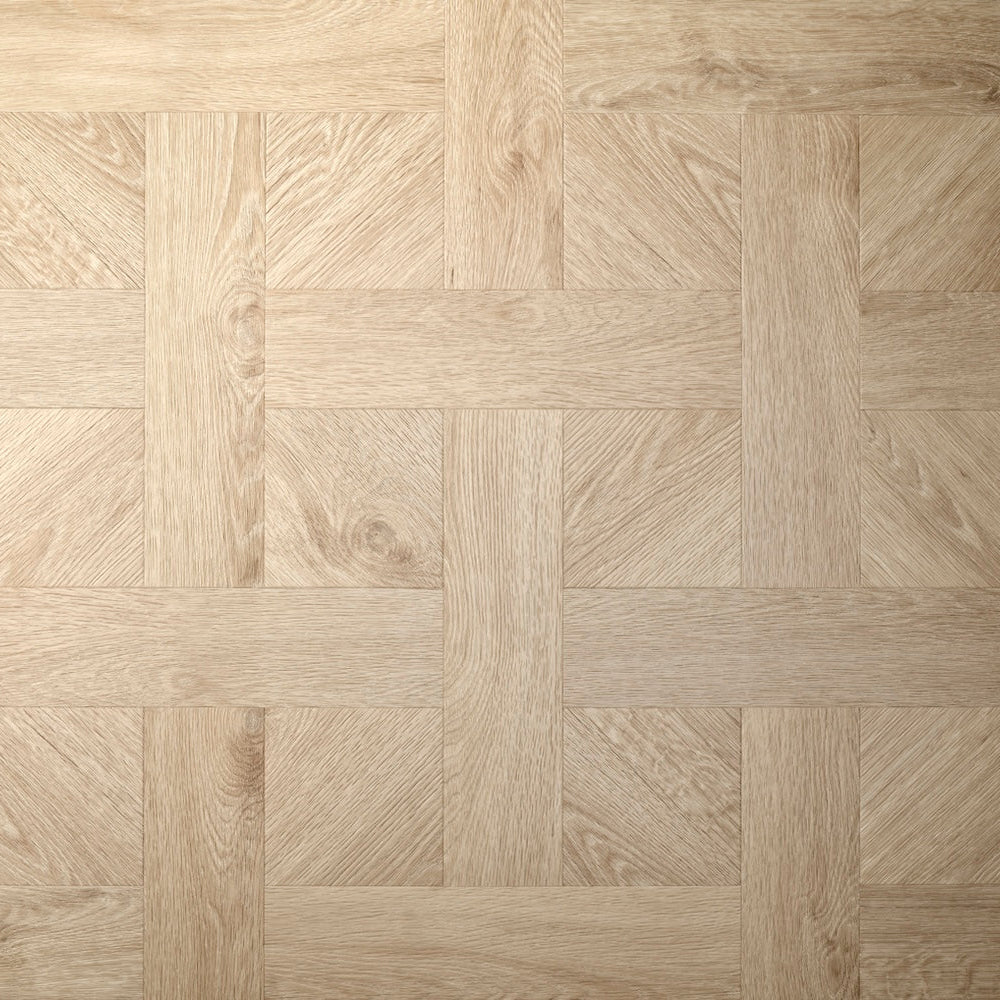 Textures Basket Weave LVT flooring in Blonde Oak