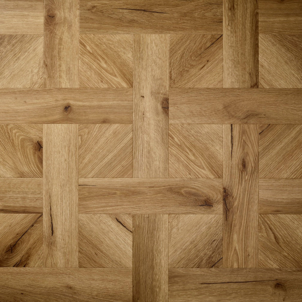 Textures Basket Weave LVT flooring in Old English Oak