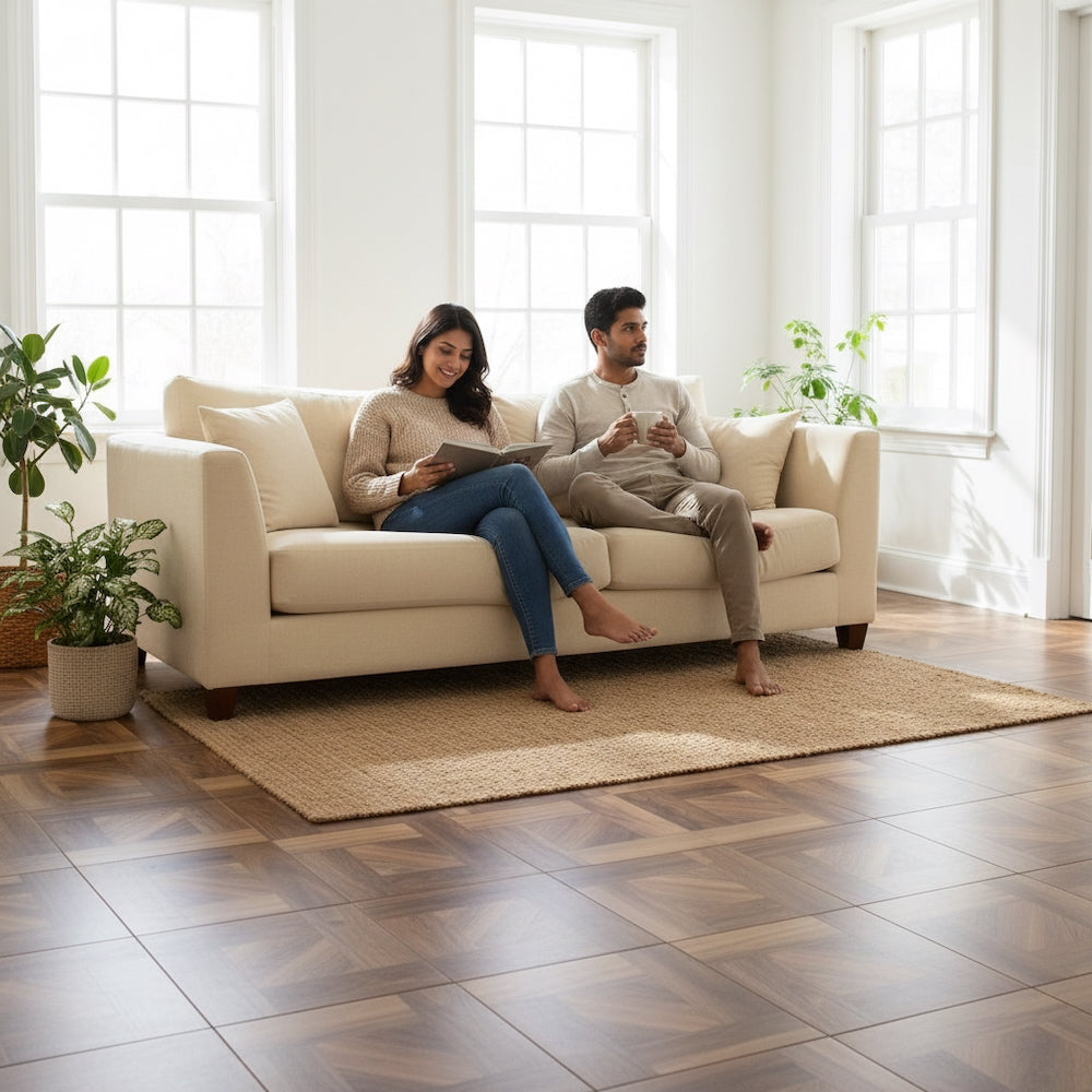 Basket Weave LVT Flooring Textures Warm Walnut
