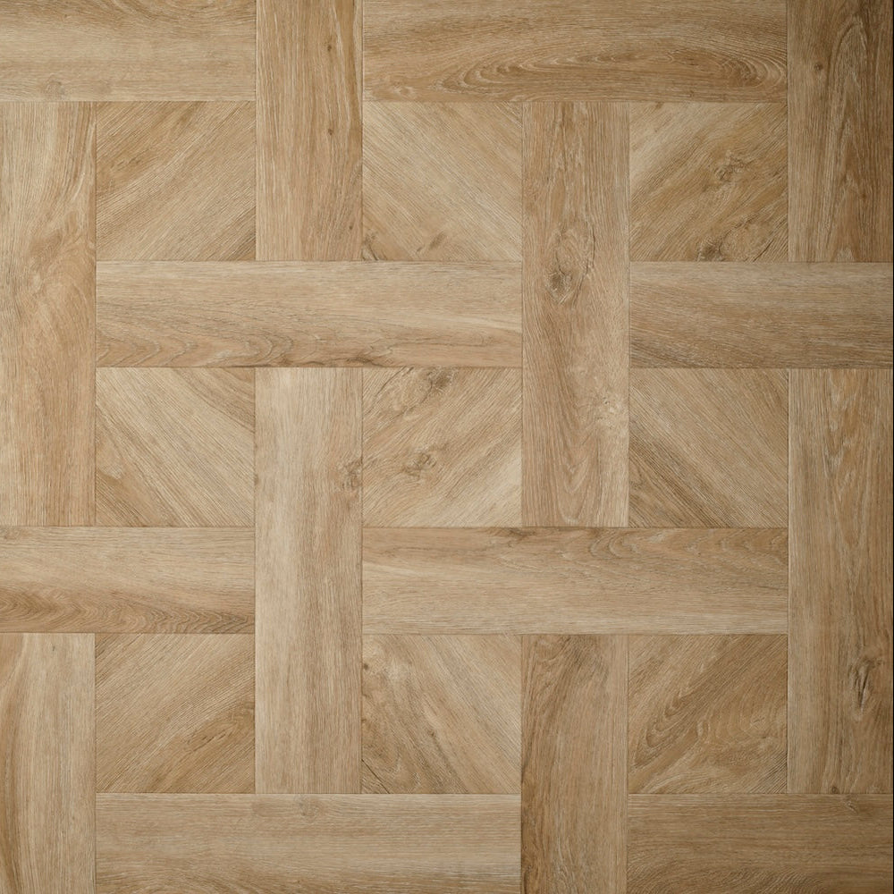 Textures Basket Weave LVT flooring in Washed Oak