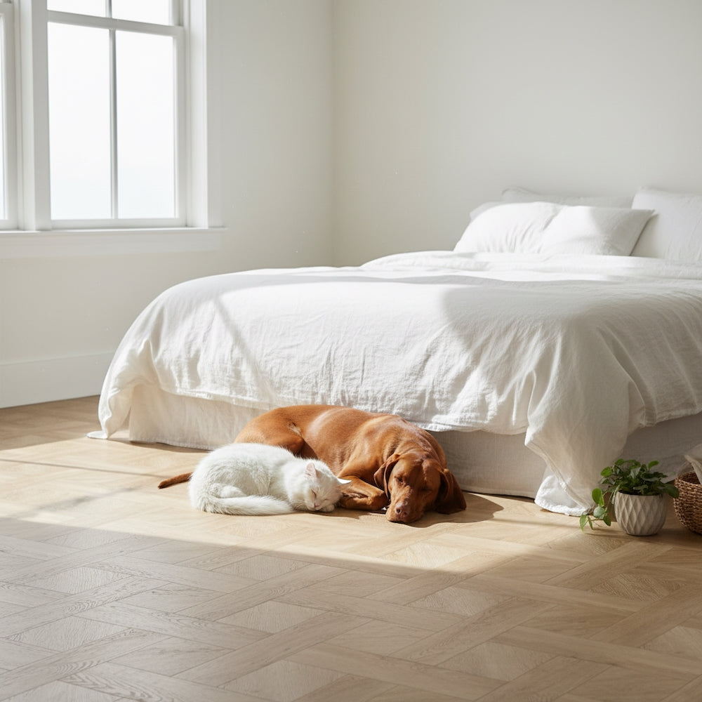Basket Weave LVT Flooring Textures Washed Oak