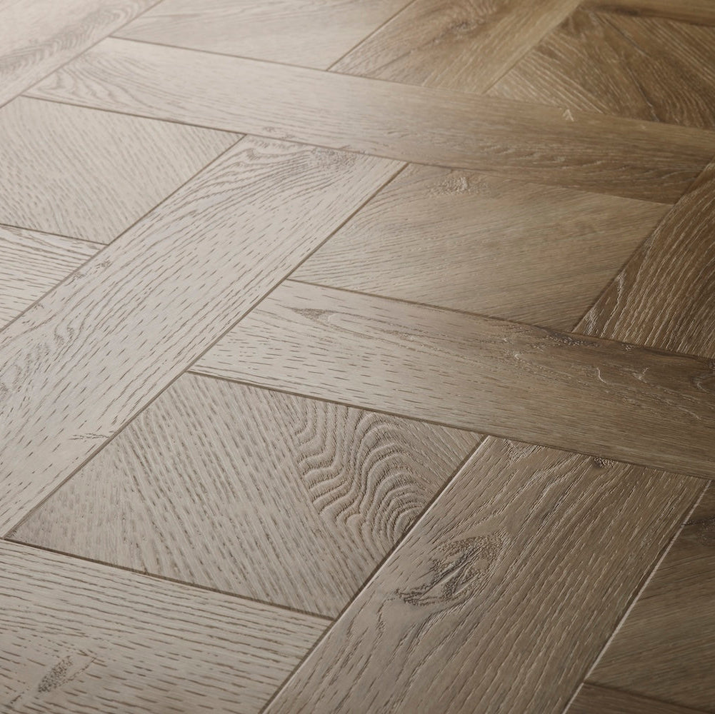Textures Basket Weave LVT flooring in Weathered Oak