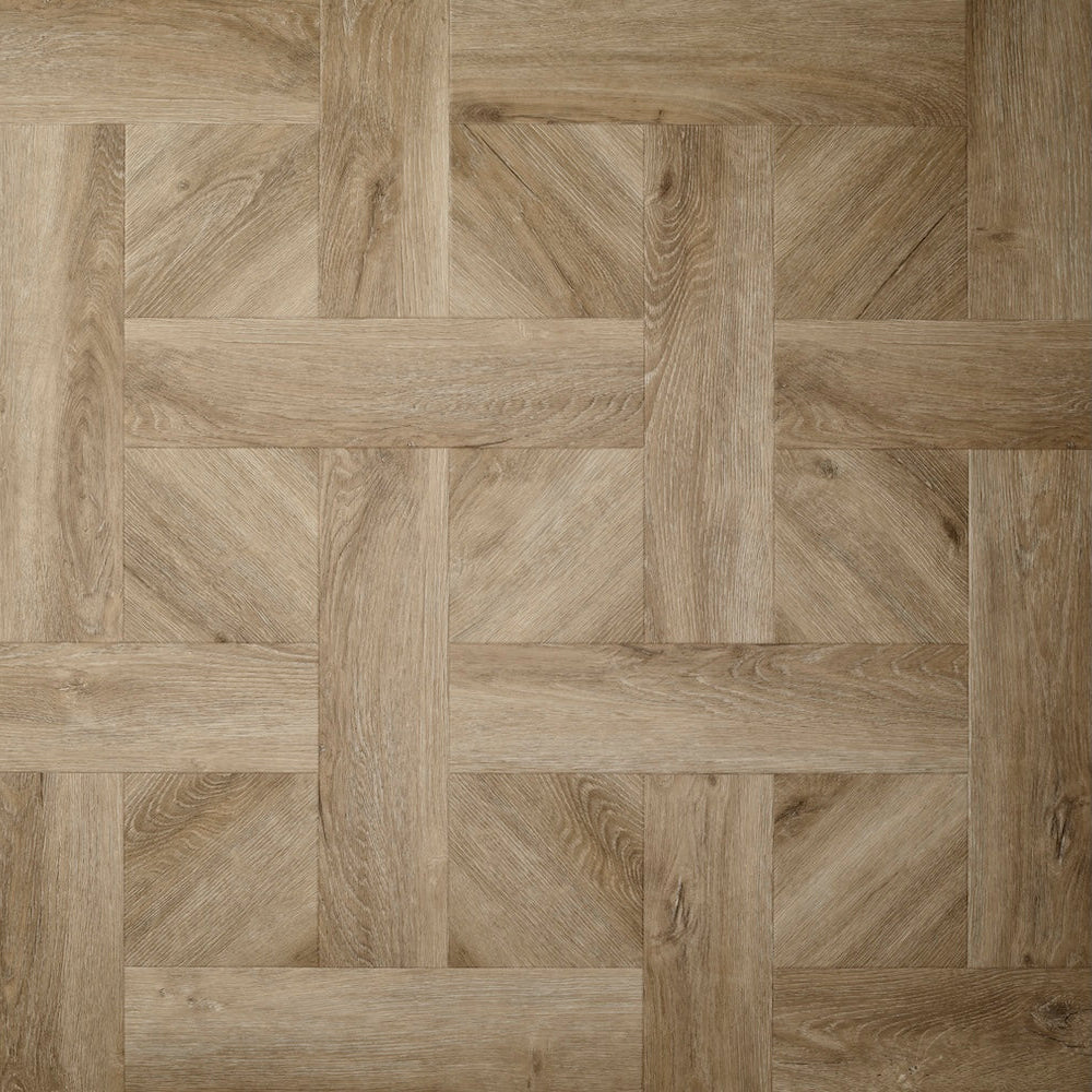 Textures Basket Weave LVT flooring in Weathered Oak