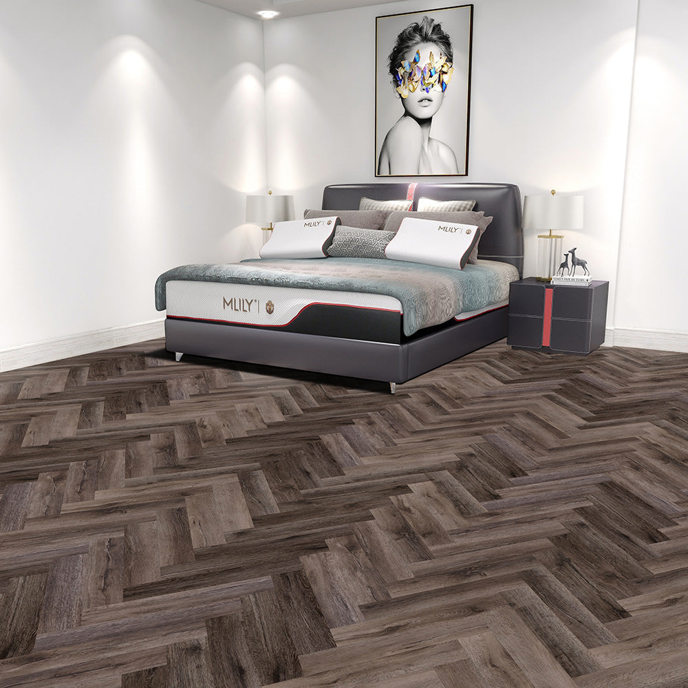 Job Lot - 52 Packs/115.96sqm of Lusso Portofino Herringbone Port Oak Glue Down LVT Vinyl Flooring