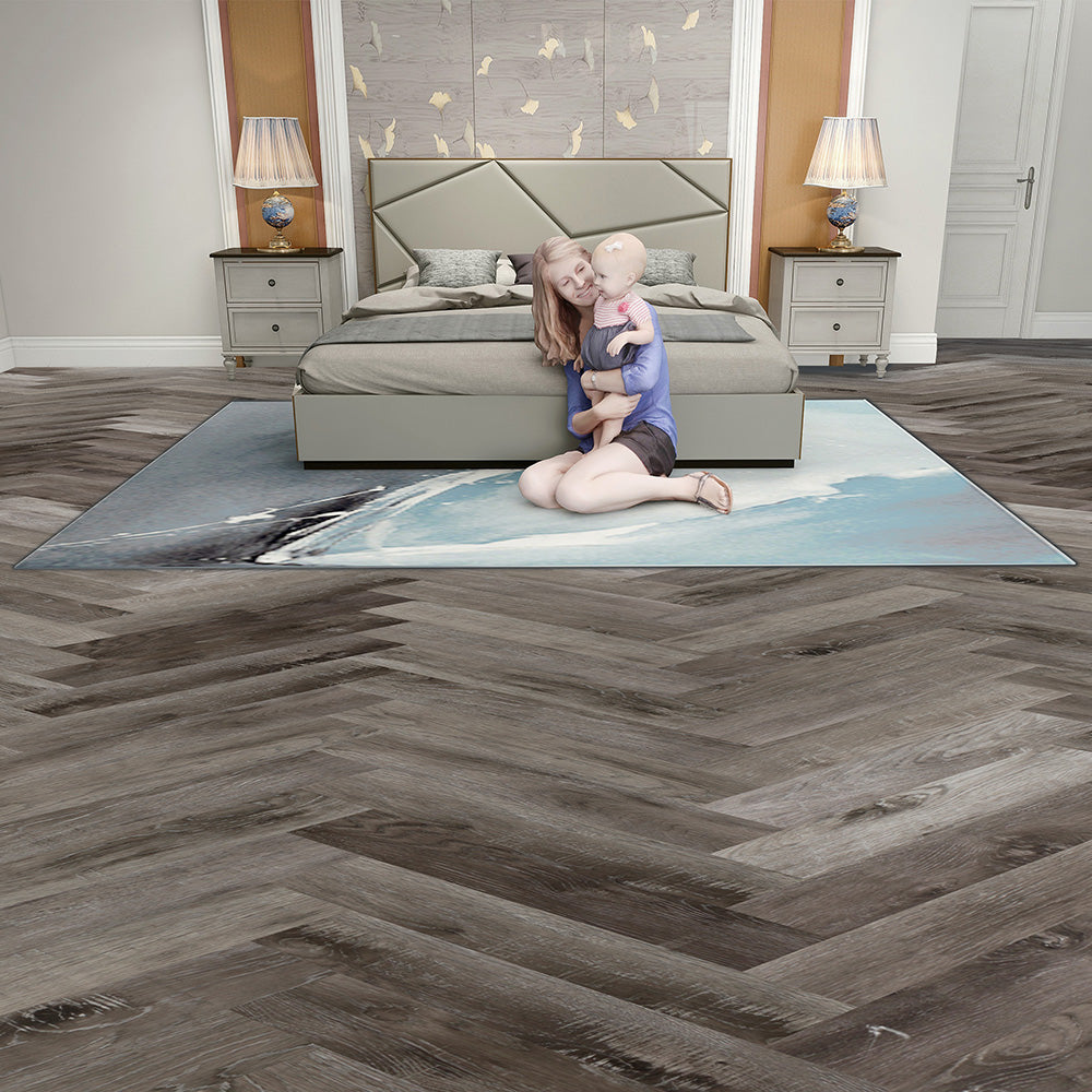 Job Lot - 40 Packs/89.2sqm of Lusso Portofino Herringbone Weathered Ash Glue Down LVT Vinyl Flooring