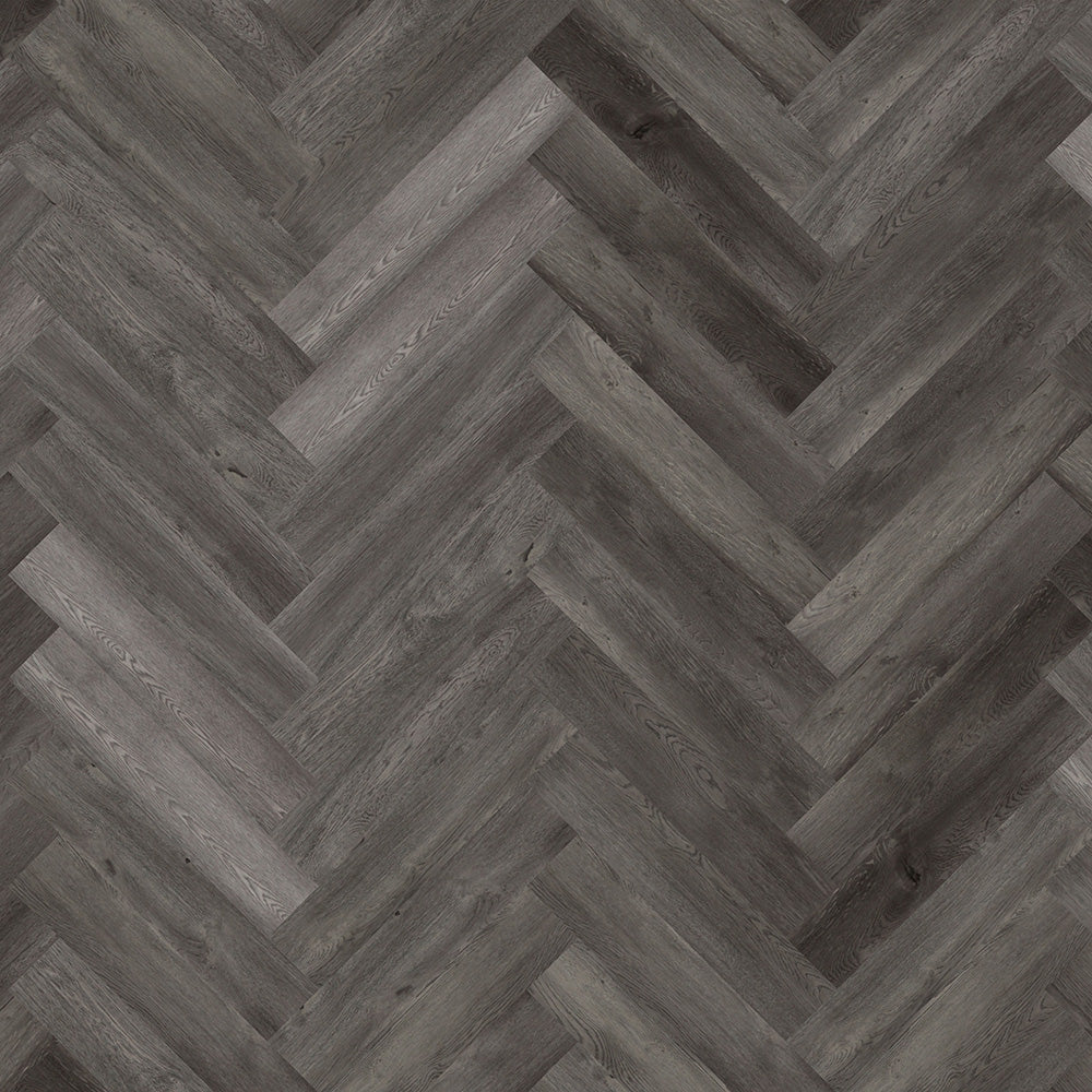 Job Lot - 141 Packs/157.074sqm of Lusso Portofino Herringbone Charred Oak SPC Click Vinyl Flooring