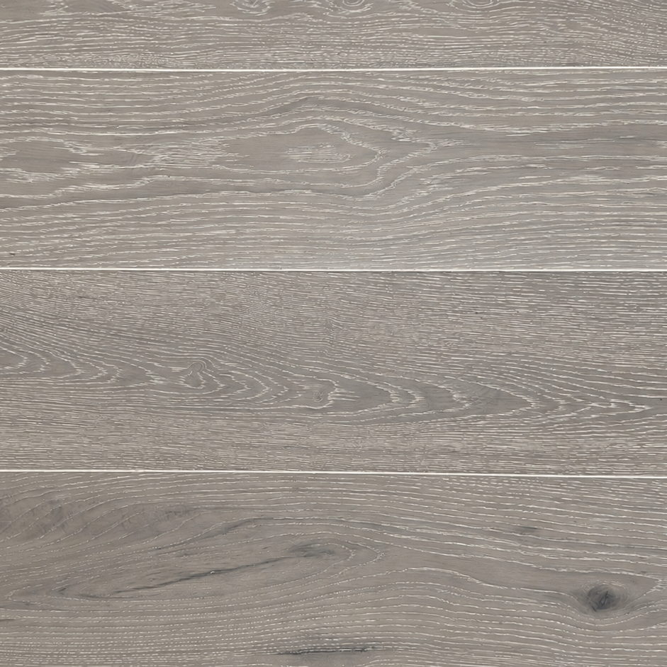 Gray wood plank flooring with realistic grain patterns and natural knots, arranged in a staggered layout.