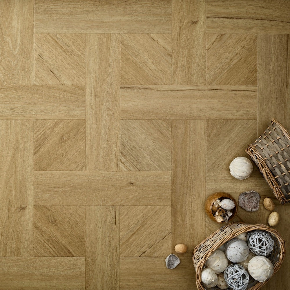 Elements Inspirations Basket Weave Classic Oak Glue Down LVT Vinyl Flooring