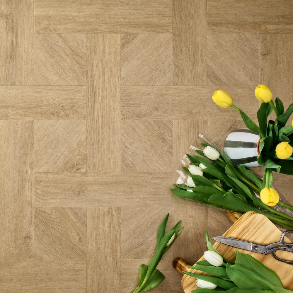 Elements Inspirations Basket Weave Holm Oak Glue Down LVT Vinyl Flooring