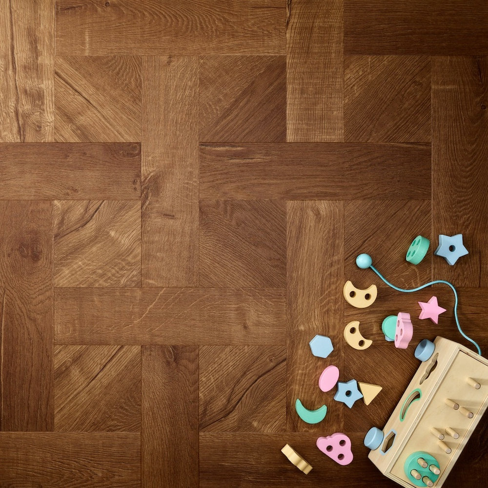Elements Inspirations Basket Weave Royal Oak Glue Down LVT Vinyl Flooring