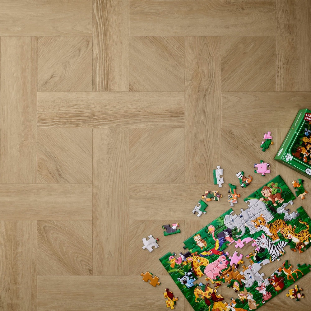 Elements Inspirations Basket Weave Sandy Oak Glue Down LVT Vinyl Flooring