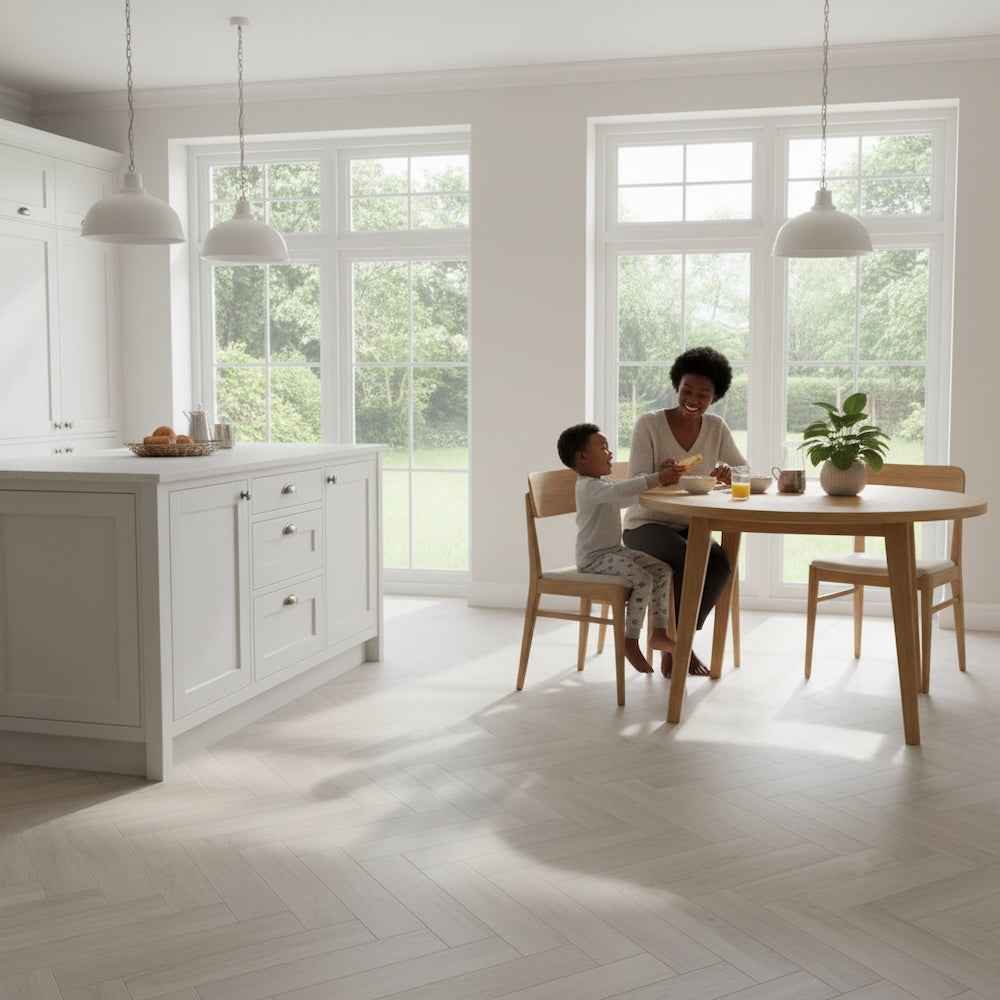 Elements Inspirations Herringbone White Ash EIH11 Glue Down LVT Vinyl Flooring