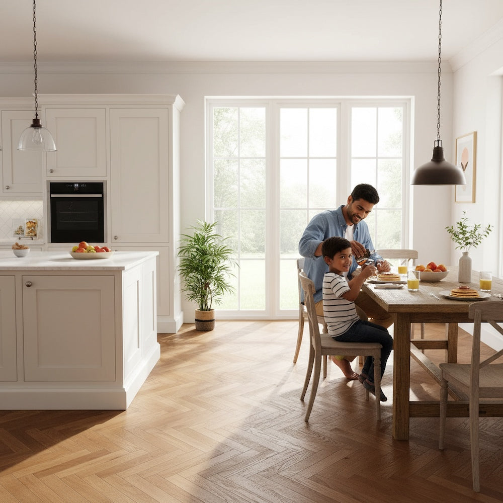 Herringbone Engineered Oak Flooring Chesil Smoked Brushed 70mm x 18mm