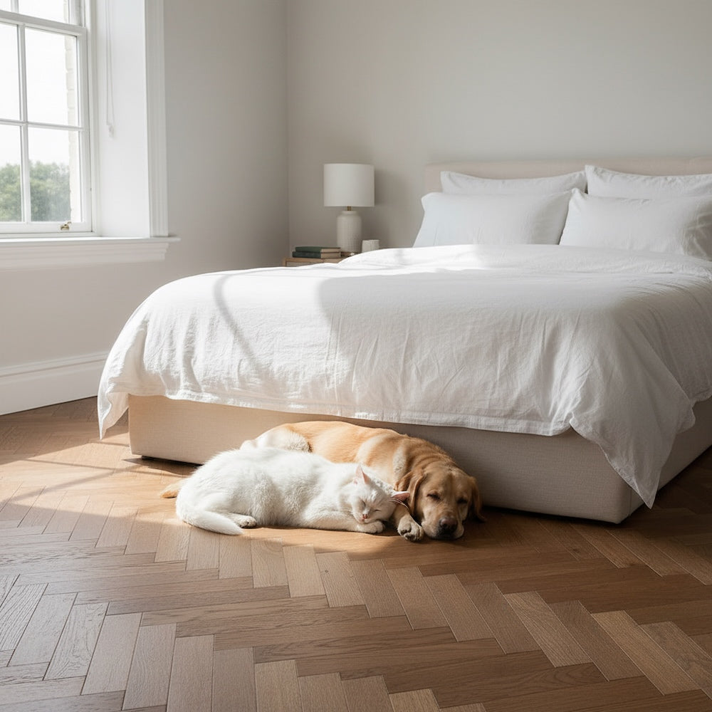 Herringbone Engineered Oak Flooring Chesil Smoked Brushed 70mm x 18mm