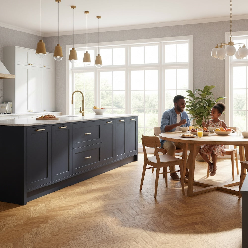 Herringbone Engineered Oak Flooring Hebden Black Grain 90mm x 14mm