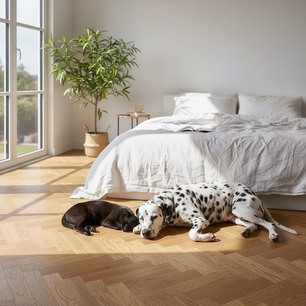 Herringbone Engineered Oak Flooring Hebden Black Grain 90mm x 14mm