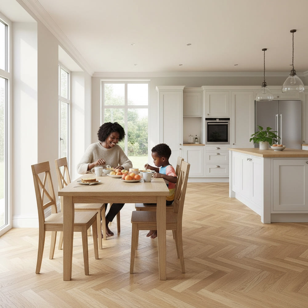 Herringbone Engineered Oak Flooring Ribble Brushed Invisible Oiled 90mm x 14mm