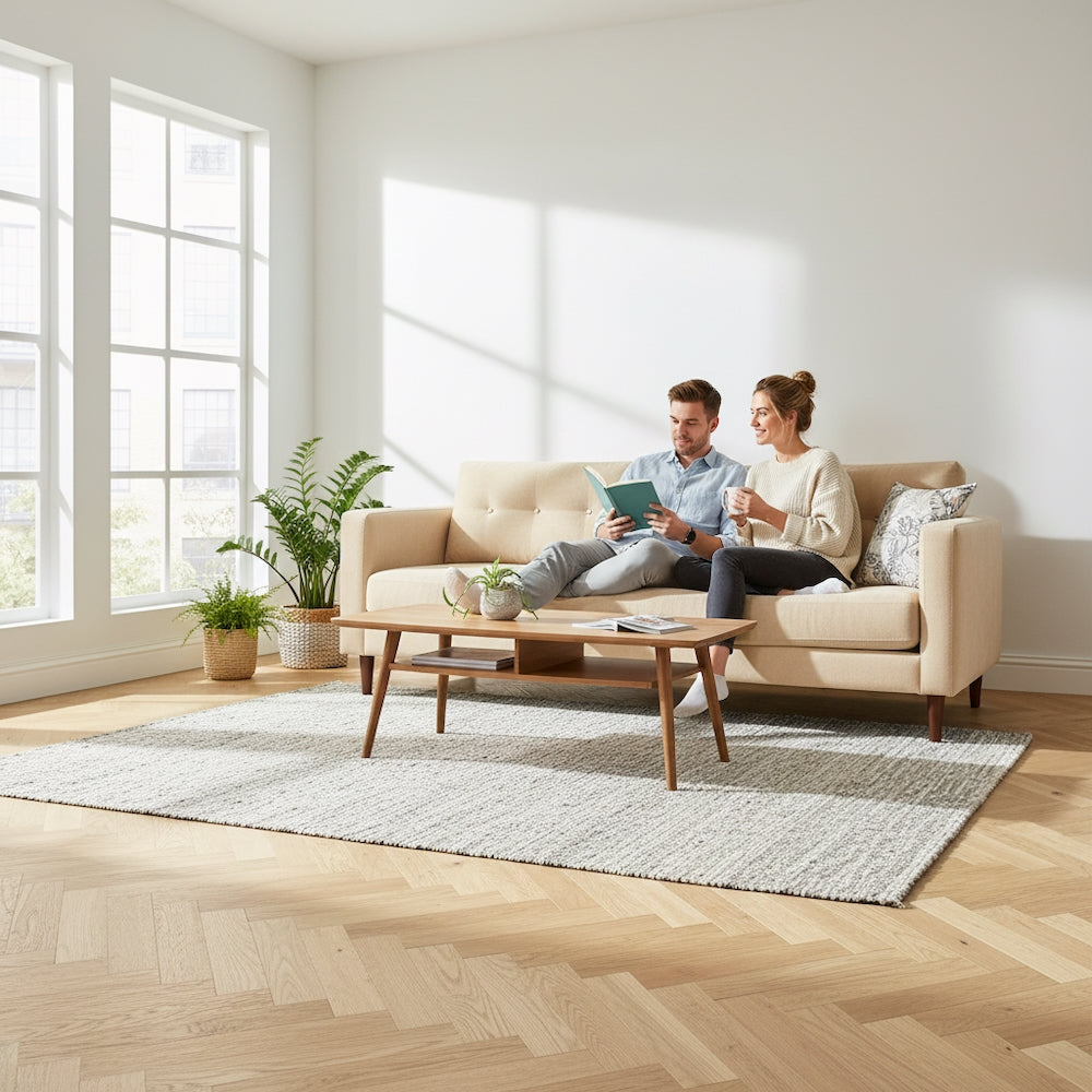 Herringbone Engineered Oak Flooring Ribble Brushed Invisible Oiled 90mm x 14mm