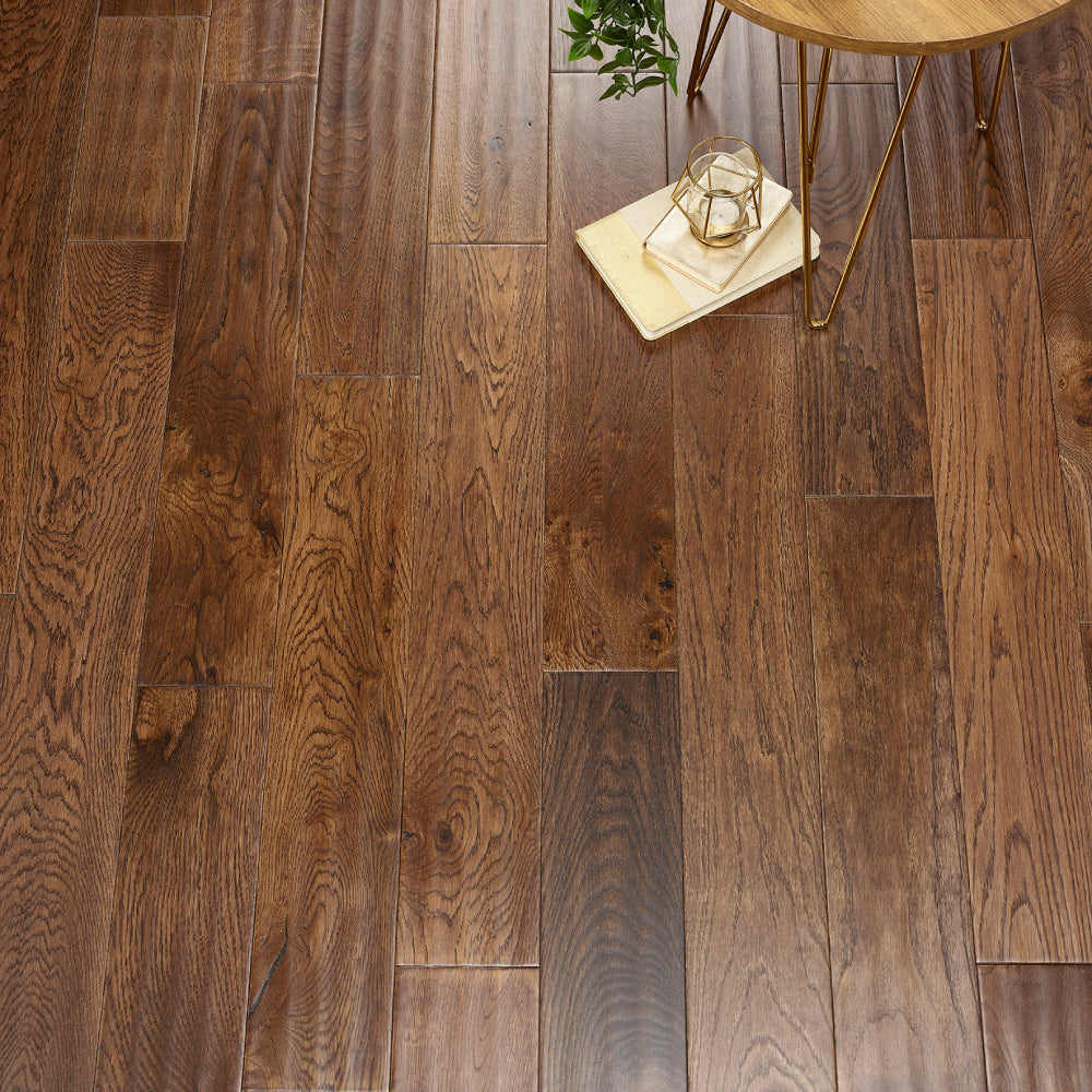 Florence Coffee Handscraped Solid Oak Flooring 125mm - (SAMPLE)