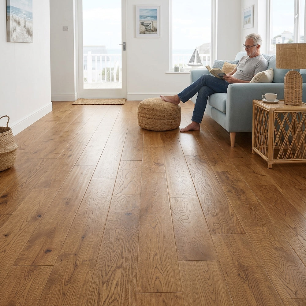 Lusso Flooring Florence Golden Handscraped Solid Oak Flooring 125mm