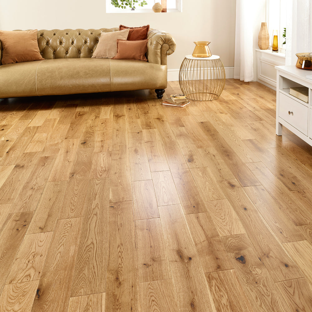 Lusso Florence Natural Smooth UV Lacquered Solid Oak Flooring 125mm