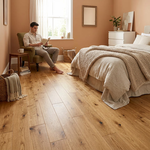 Lusso Flooring Florence Natural Smooth UV Lacquered Solid Oak Flooring 125mm
