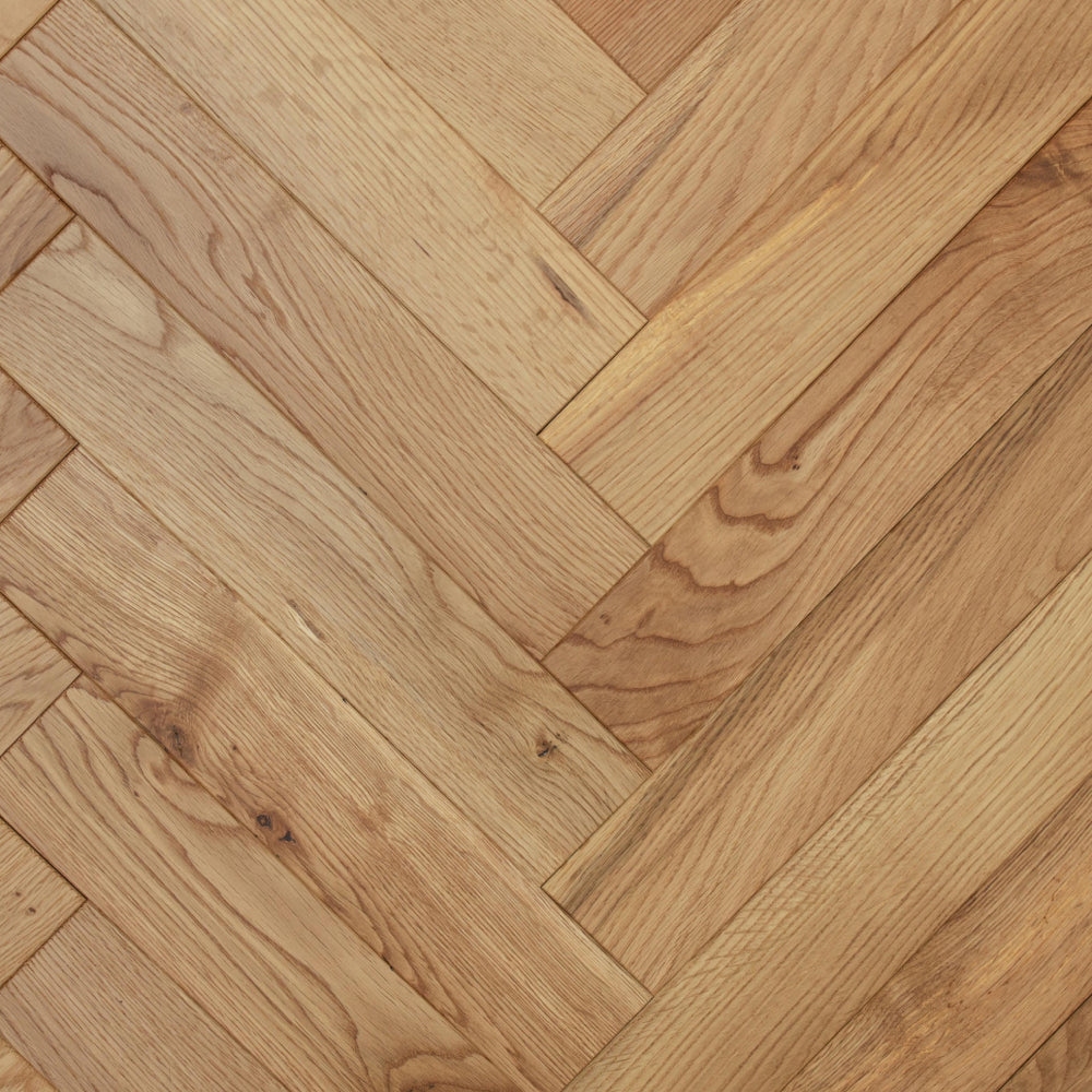 Lusso Genoa Natural Brushed and Lacquered Rustic Herringbone Solid Oak Flooring - (SAMPLE)