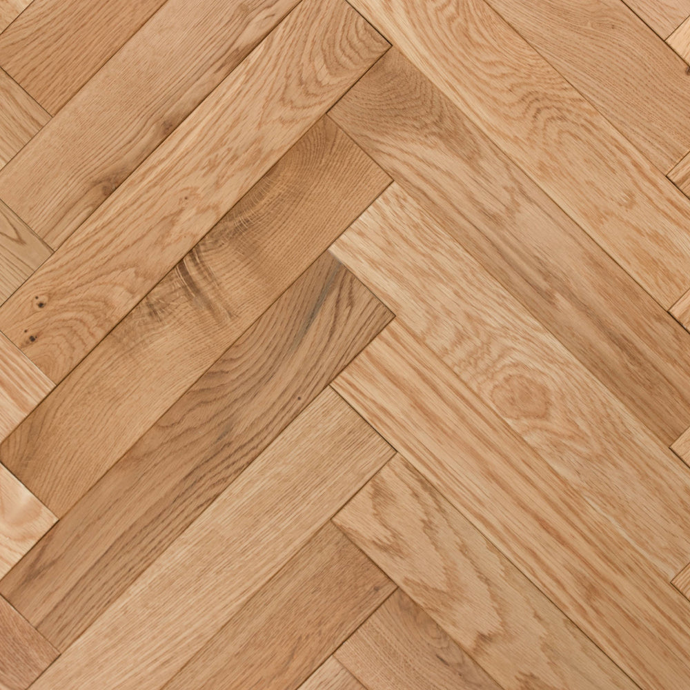 Lusso Genoa Natural Smooth Lacquered Rustic Herringbone Solid Oak Flooring - (SAMPLE)