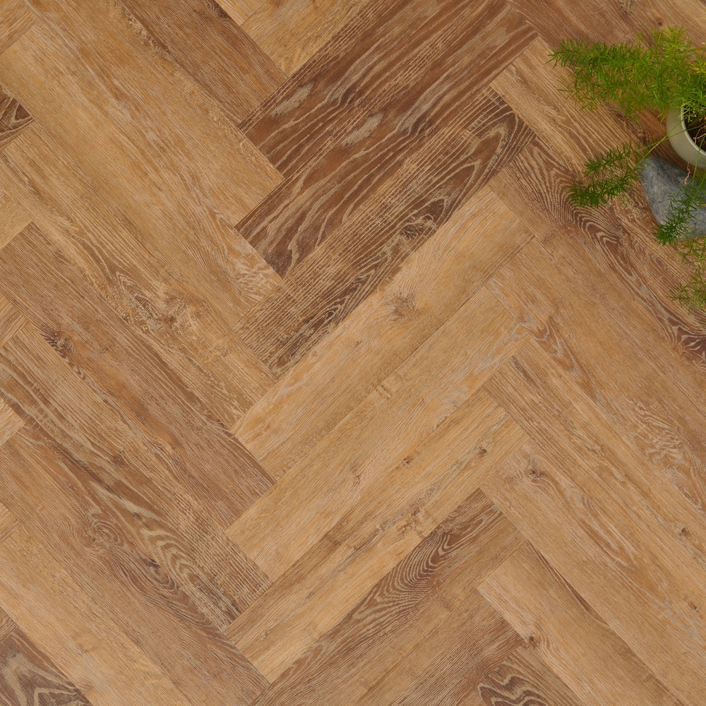 Lusso Portofino Herringbone Norwegian Oak SPC Click Vinyl Flooring