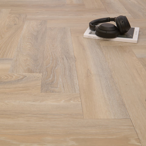 Lusso Portofino Herringbone Treated Birch Glue Down LVT Vinyl Flooring