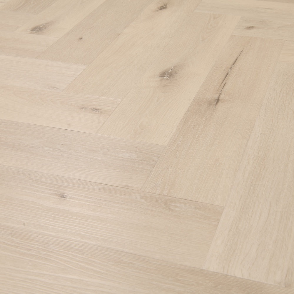 Lusso Portofino Herringbone White Oak Glue Down LVT Vinyl Flooring