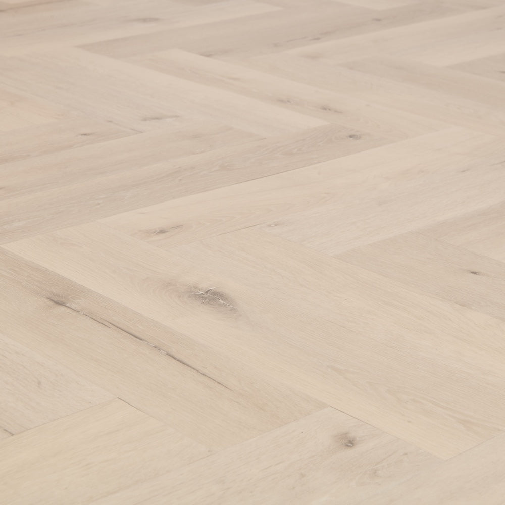 Lusso Portofino Herringbone White Oak Glue Down LVT Vinyl Flooring