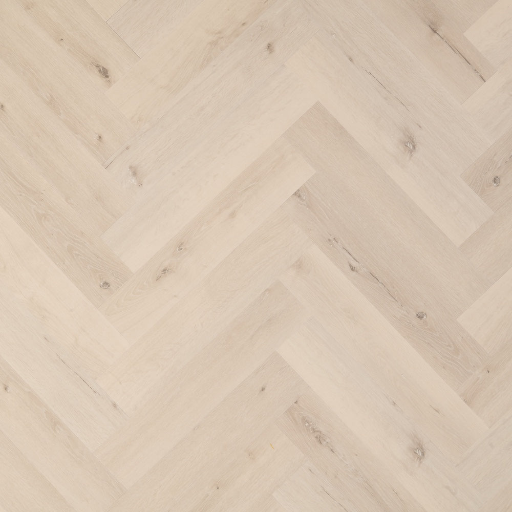 Lusso Portofino Herringbone White Oak Glue Down LVT Vinyl Flooring