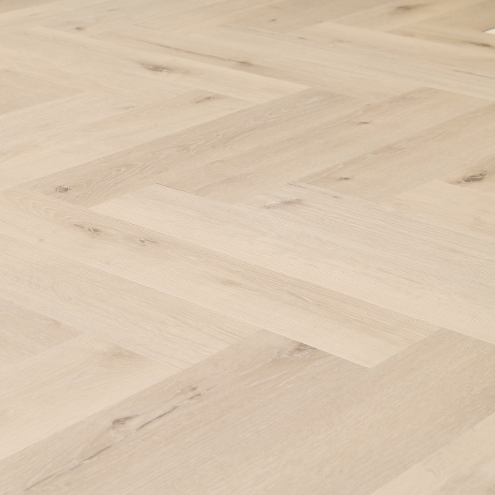 Lusso Portofino Herringbone White Oak Glue Down LVT Vinyl Flooring