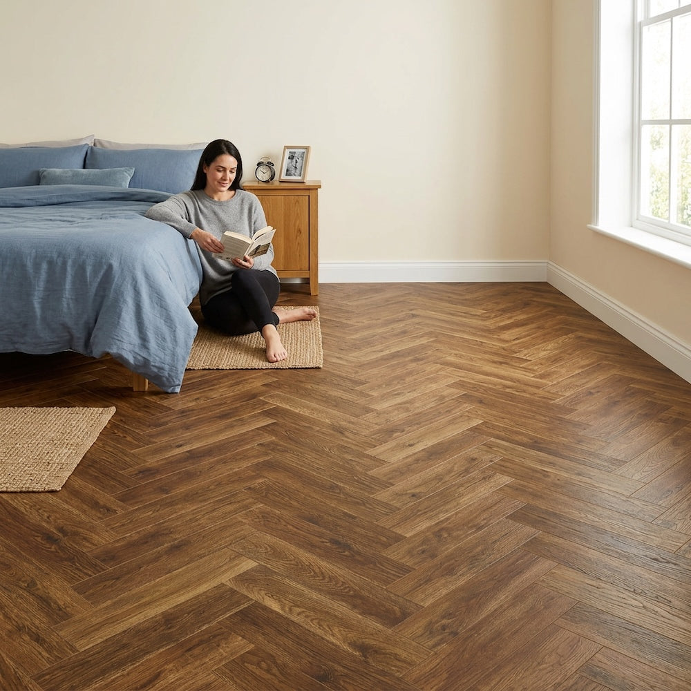 Lusso Flooring Siena Bergen Herringbone Laminate Flooring 12mm