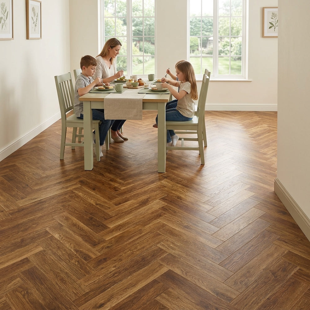 Lusso Flooring Siena Bergen Herringbone Laminate Flooring 12mm