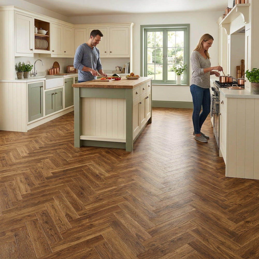 Lusso Flooring Siena Bergen Herringbone Laminate Flooring 12mm