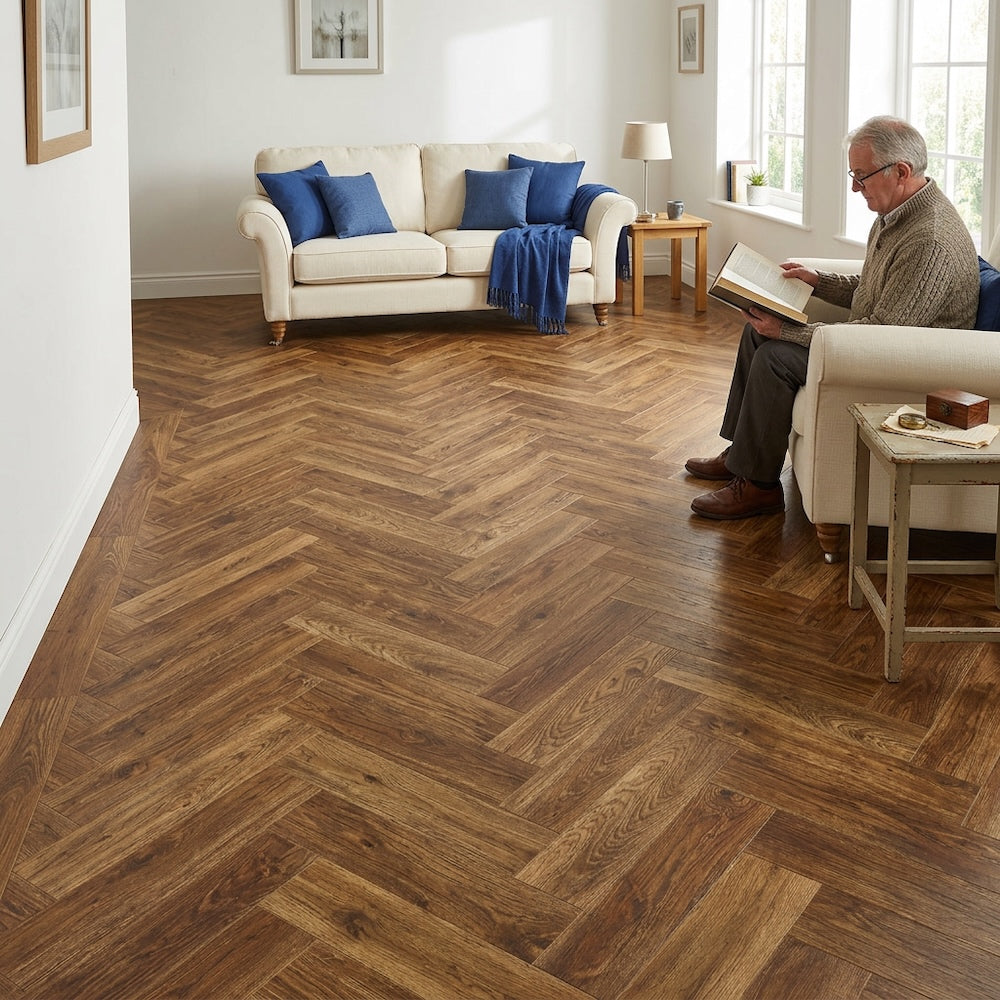 Lusso Flooring Siena Bergen Herringbone Laminate Flooring 12mm
