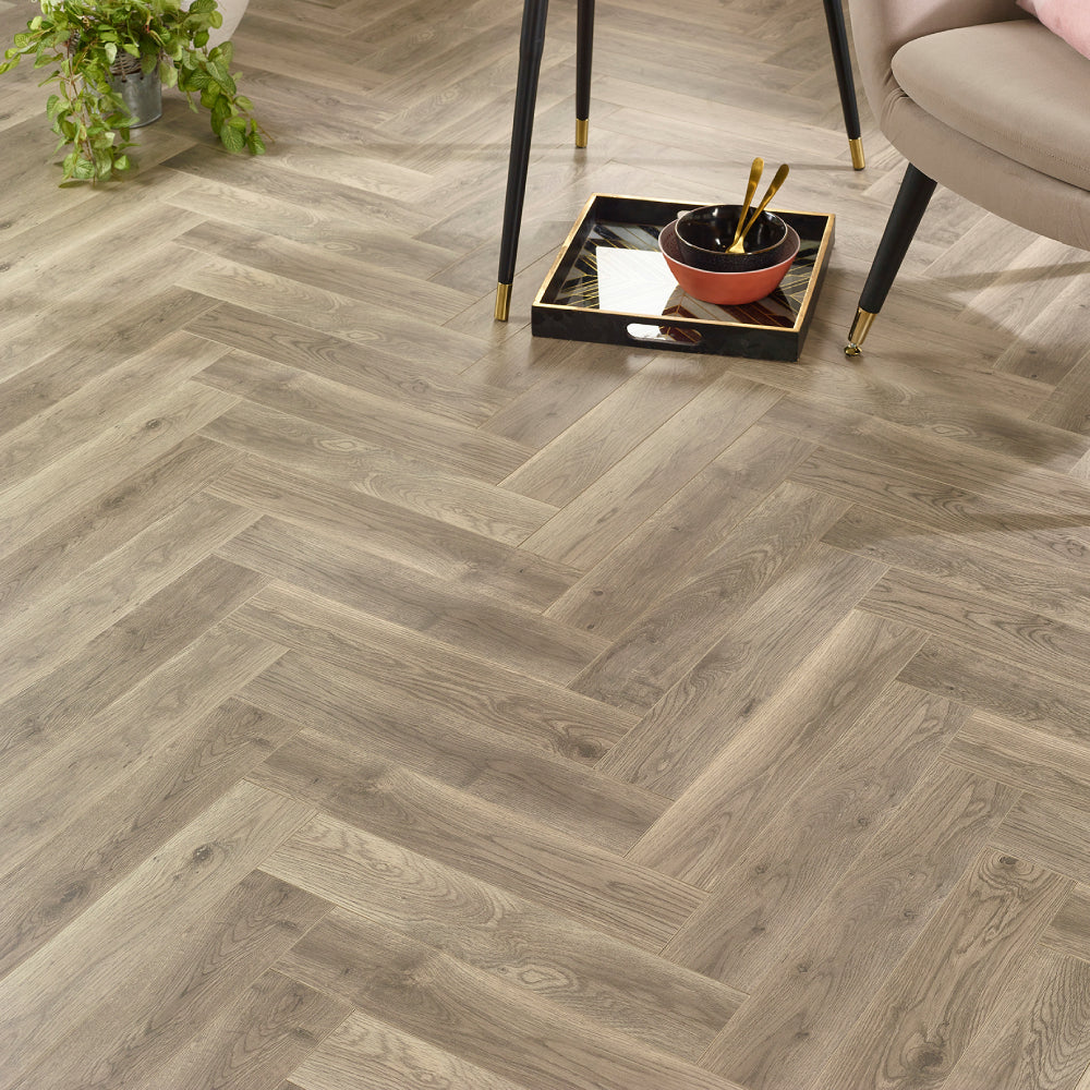 Siena Oslo Herringbone Laminate Flooring 12mm - (SAMPLE)