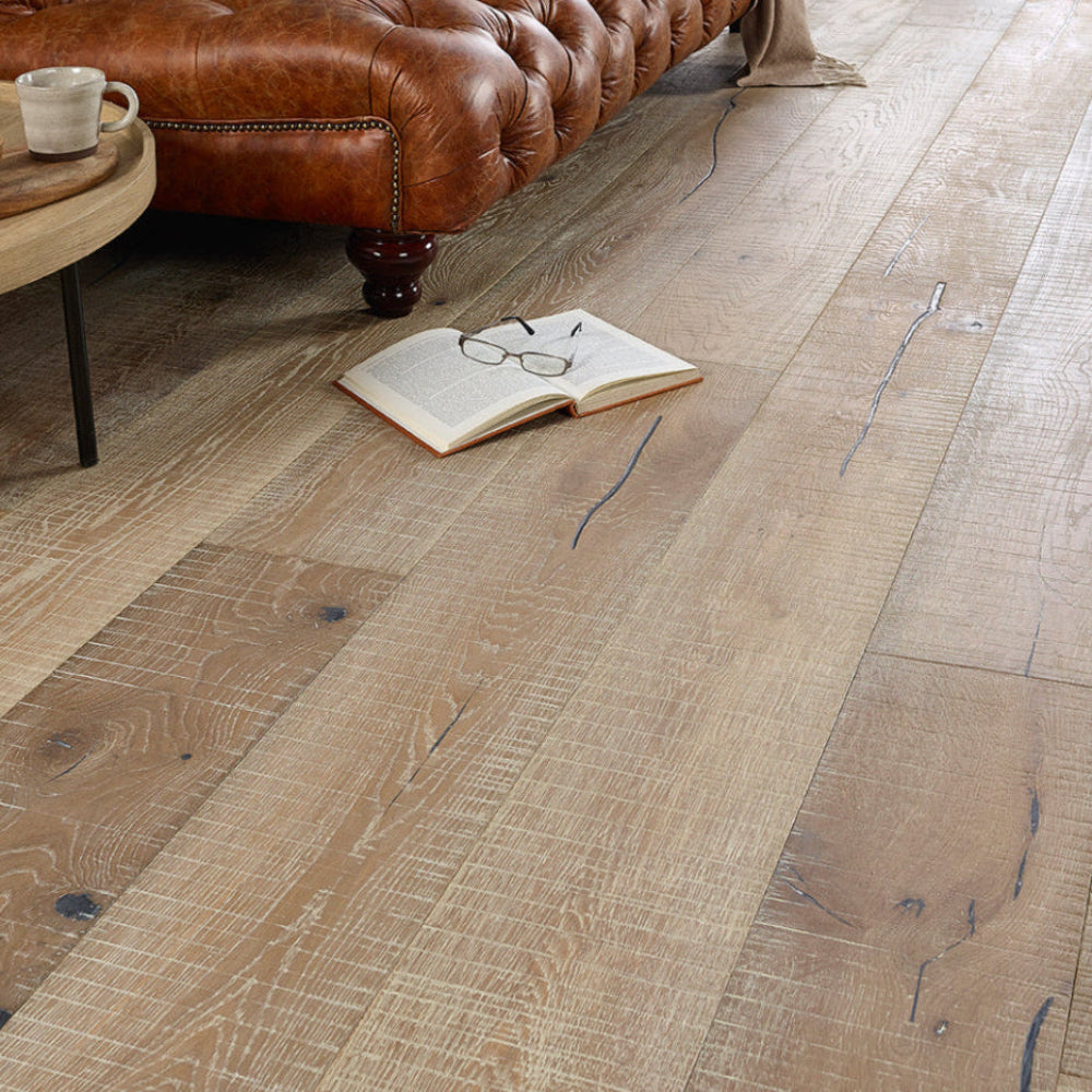 Trento Distressed Oiled Grey Sawn Engineered Oak 220mm - (SAMPLE)