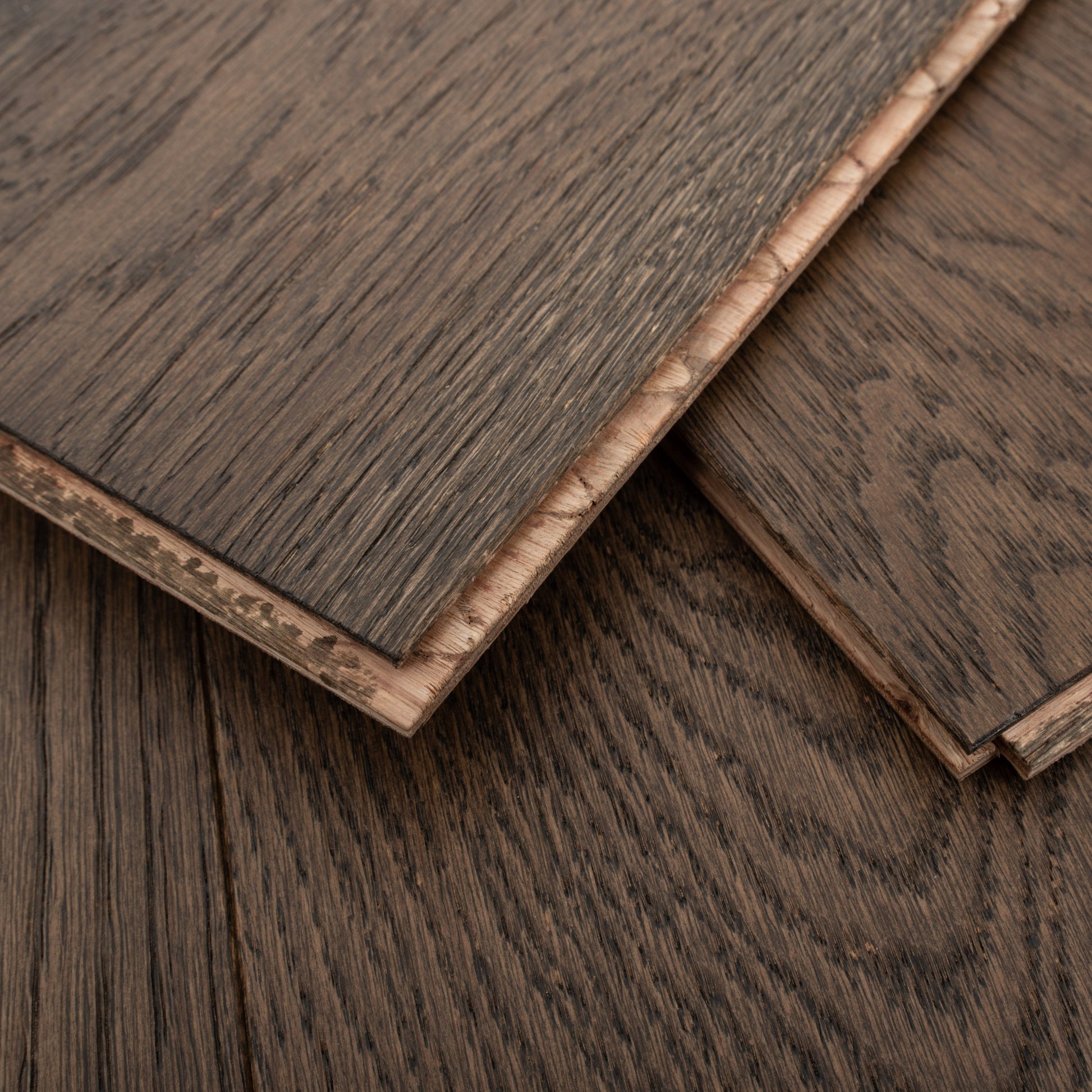 Close-up of dark wood flooring panels